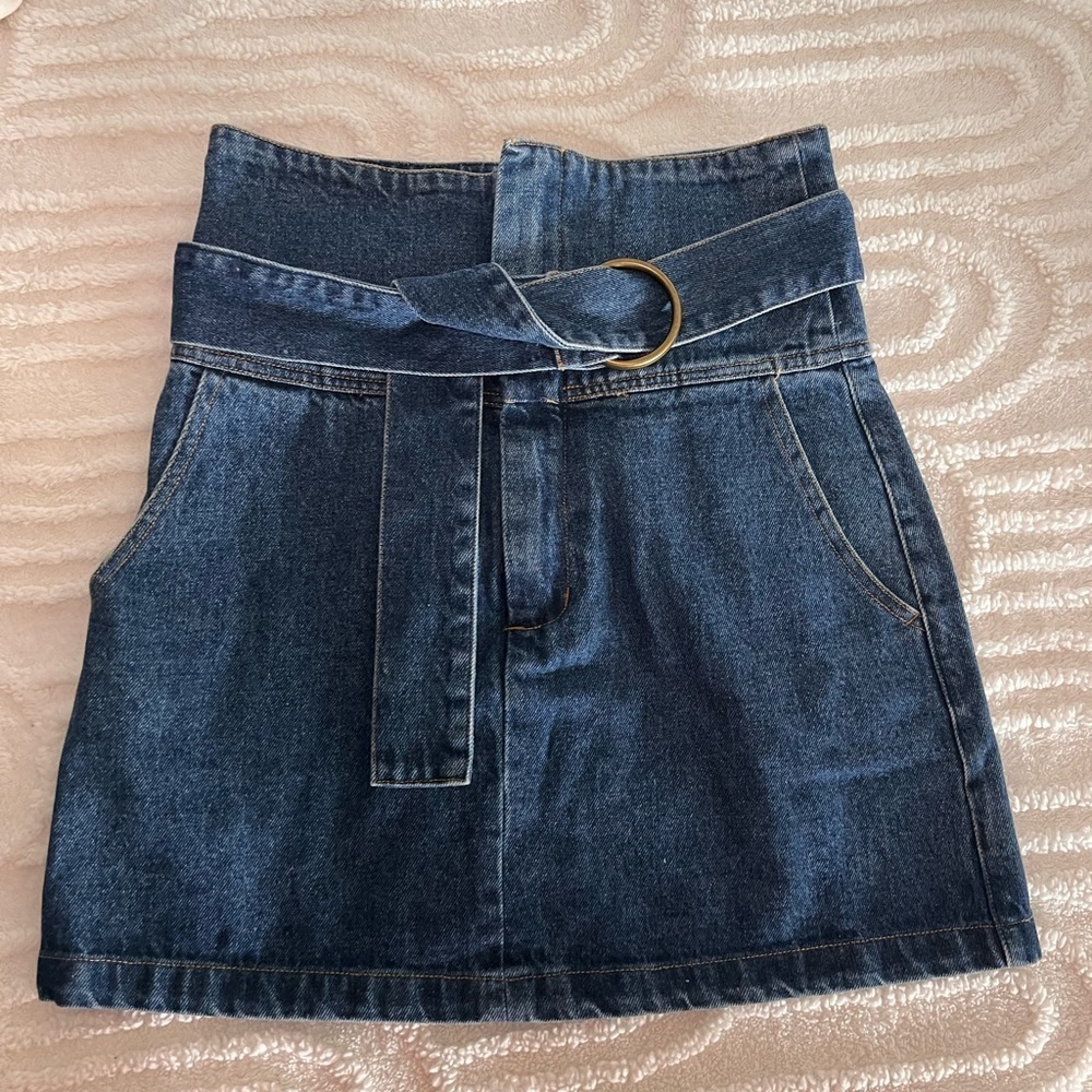 Denim Mini skirt with belt - Picture 5 of 5